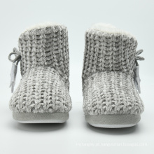 Novas botas elegantes de chenille tricotado inverno quente para crianças e crianças